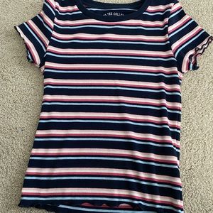 aero form fitting striped cropped t shirt